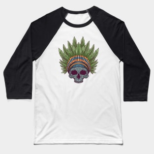 Skull leaf indian Baseball T-Shirt